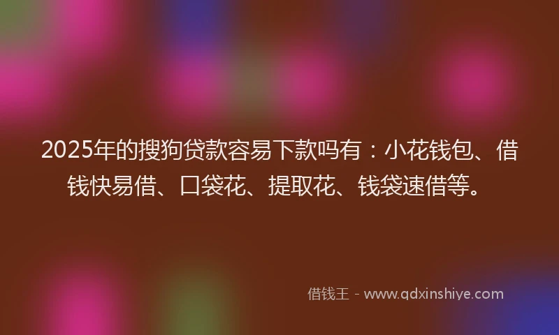 2025年的搜狗贷款容易下款吗有：小花钱包、借钱快易借、口袋花、提取花、钱袋速借等。