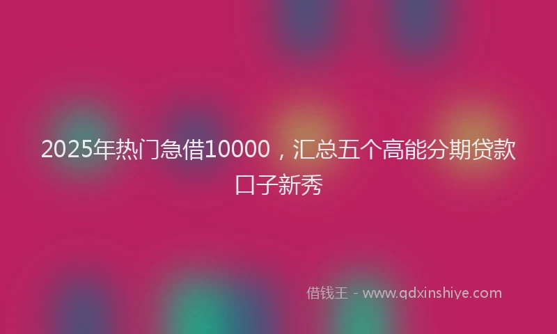 2025年热门急借10000，汇总五个高能分期贷款口子新秀