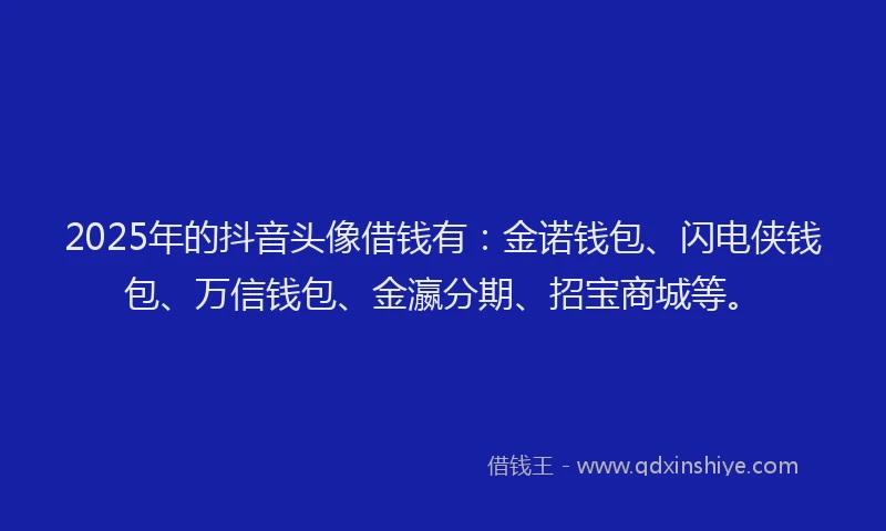 2025年的抖音头像借钱有：金诺钱包、闪电侠钱包、万信钱包、金瀛分期、招宝商城等。
