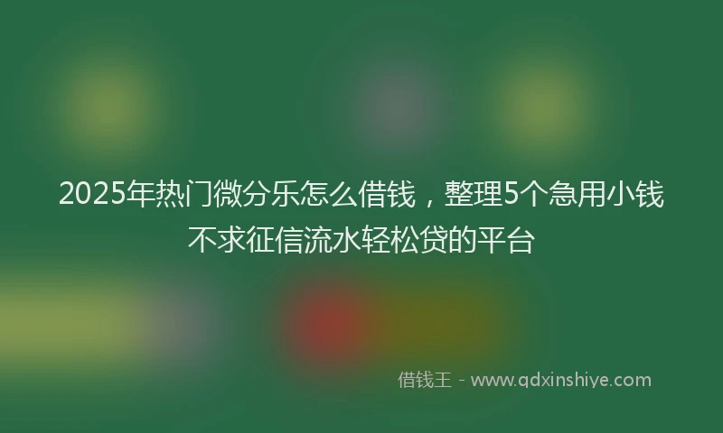 2025年热门微分乐怎么借钱，整理5个急用小钱不求征信流水轻松贷的平台