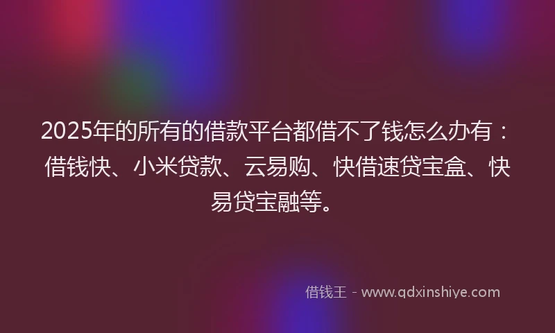2025年的所有的借款平台都借不了钱怎么办有：借钱快、小米贷款、云易购、快借速贷宝盒、快易贷宝融等。