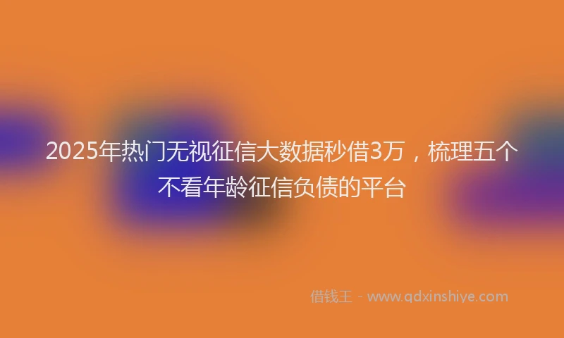 2025年热门无视征信大数据秒借3万，梳理五个不看年龄征信负债的平台