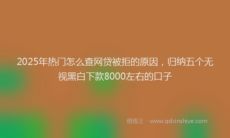2025年热门怎么查网贷被拒的原因，归纳五个无视黑白下款8000左右的口子