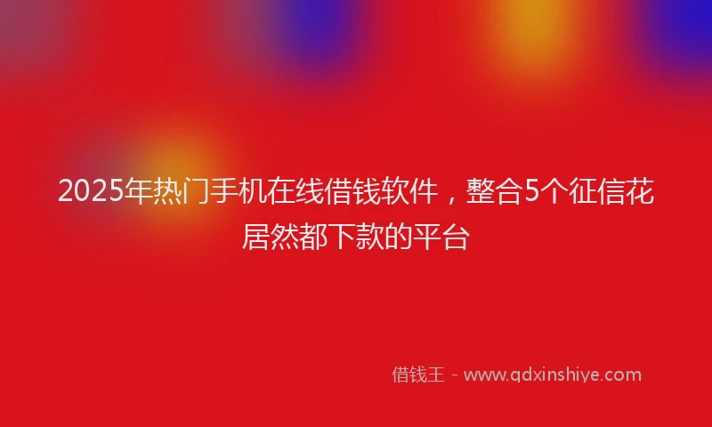 2025年热门手机在线借钱软件，整合5个征信花居然都下款的平台