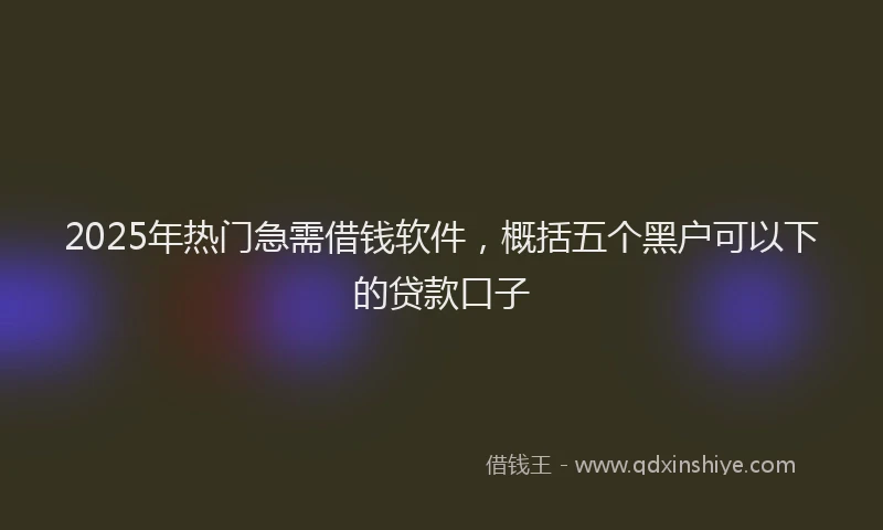 2025年热门急需借钱软件，概括五个黑户可以下的贷款口子
