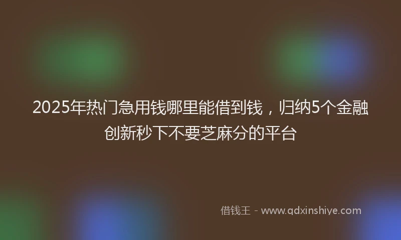 2025年热门急用钱哪里能借到钱，归纳5个金融创新秒下不要芝麻分的平台