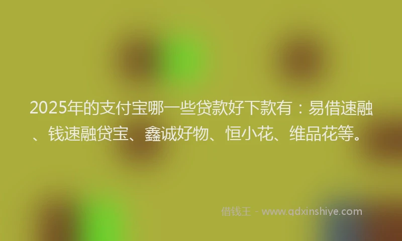 2025年的支付宝哪一些贷款好下款有：易借速融、钱速融贷宝、鑫诚好物、恒小花、维品花等。
