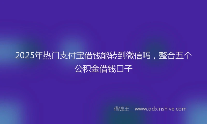2025年热门支付宝借钱能转到微信吗，整合五个公积金借钱口子