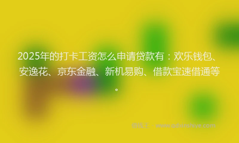 2025年的打卡工资怎么申请贷款有：欢乐钱包、安逸花、京东金融、新机易购、借款宝速借通等。