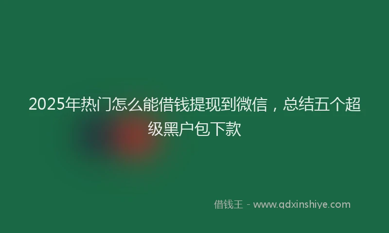 2025年热门怎么能借钱提现到微信，总结五个超级黑户包下款