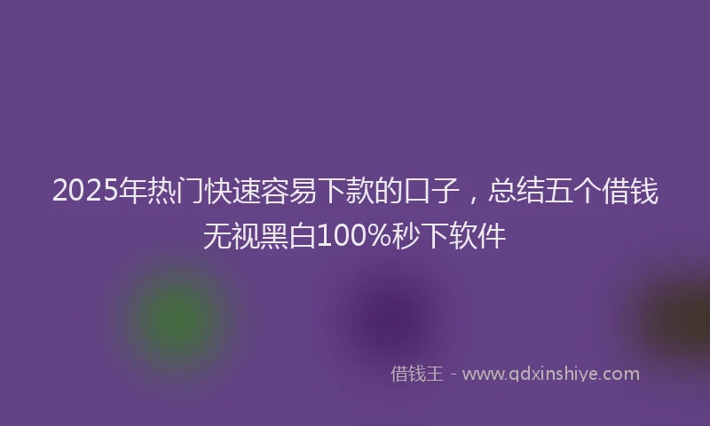 2025年热门快速容易下款的口子，总结五个借钱无视黑白100%秒下软件