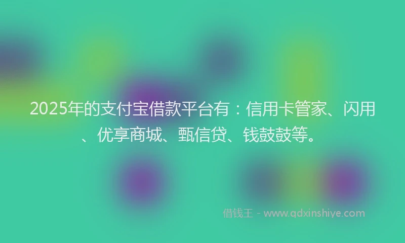 2025年的支付宝借款平台有：信用卡管家、闪用、优享商城、甄信贷、钱鼓鼓等。