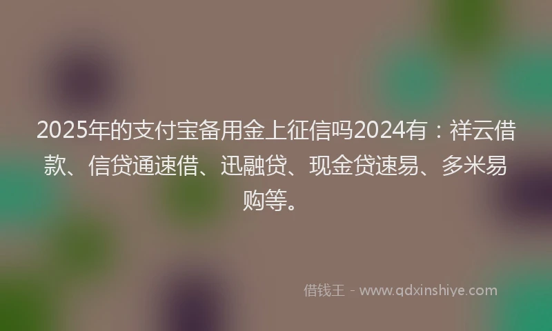 2025年的支付宝备用金上征信吗2024有：祥云借款、信贷通速借、迅融贷、现金贷速易、多米易购等。