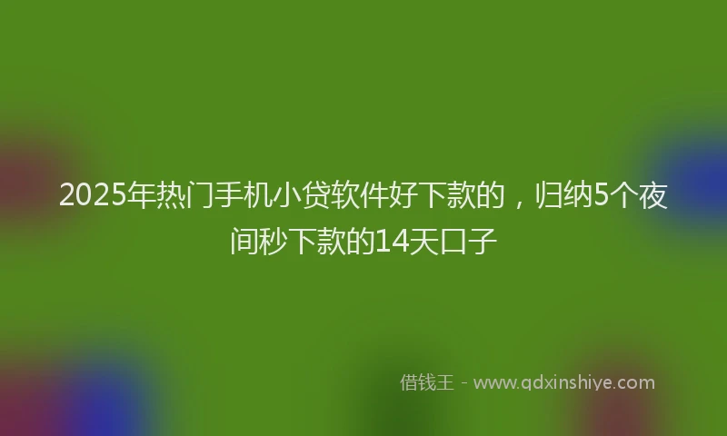 2025年热门手机小贷软件好下款的，归纳5个夜间秒下款的14天口子