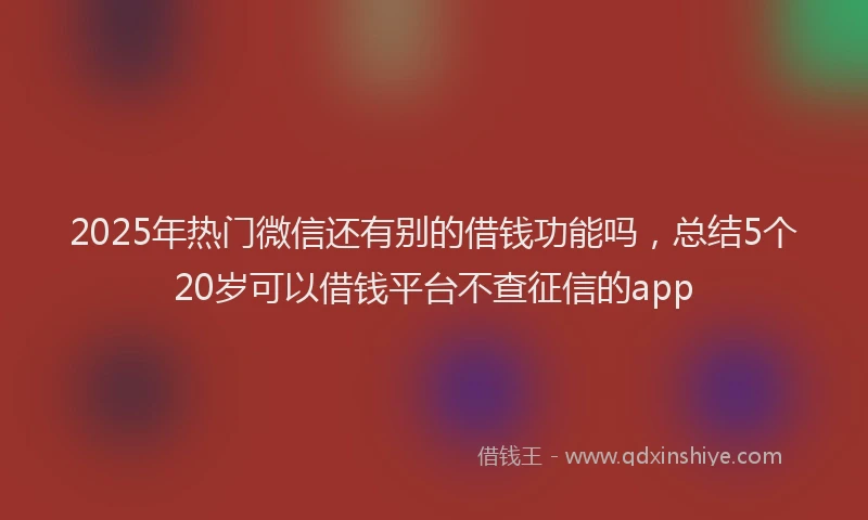 2025年热门微信还有别的借钱功能吗，总结5个20岁可以借钱平台不查征信的app