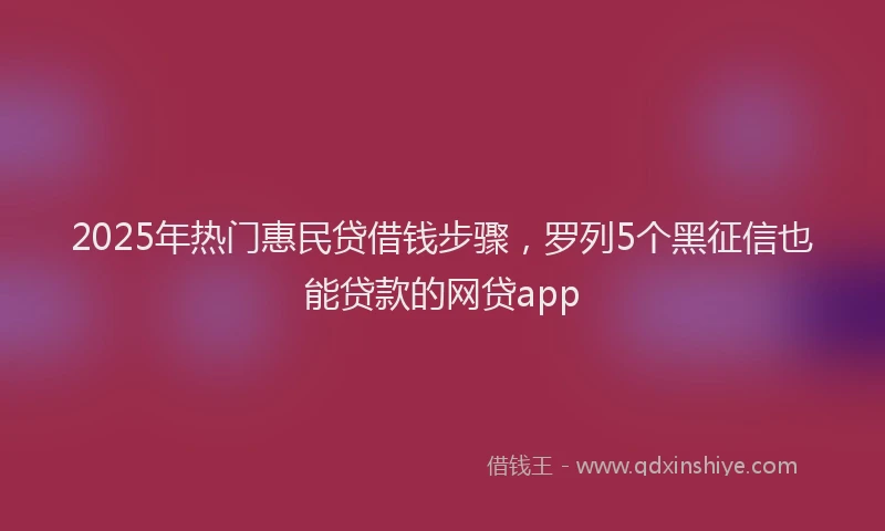 2025年热门惠民贷借钱步骤，罗列5个黑征信也能贷款的网贷app
