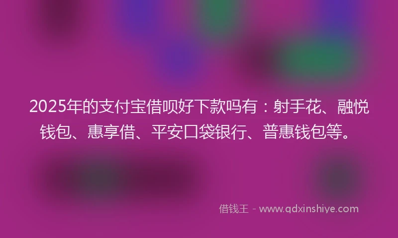 2025年的支付宝借呗好下款吗有：射手花、融悦钱包、惠享借、平安口袋银行、普惠钱包等。