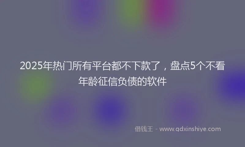 2025年热门所有平台都不下款了，盘点5个不看年龄征信负债的软件