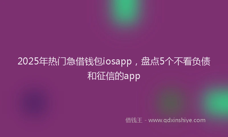 2025年热门急借钱包iosapp，盘点5个不看负债和征信的app