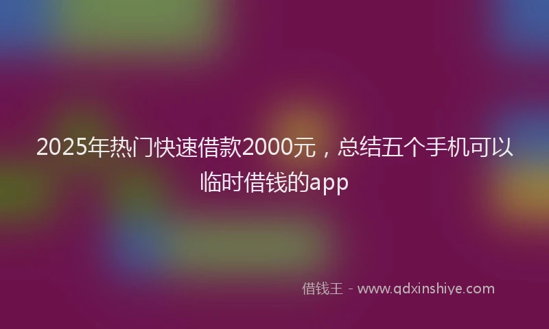 2025年热门快速借款2000元，总结五个手机可以临时借钱的app