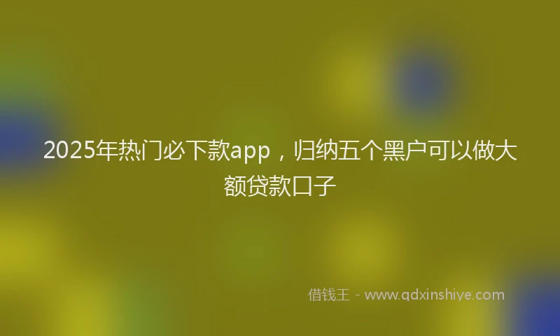 2025年热门必下款app，归纳五个黑户可以做大额贷款口子