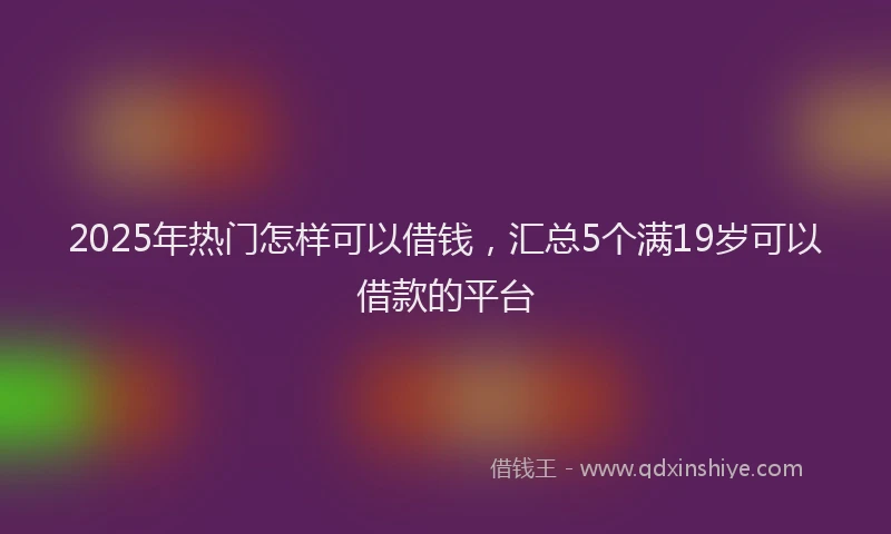 2025年热门怎样可以借钱，汇总5个满19岁可以借款的平台