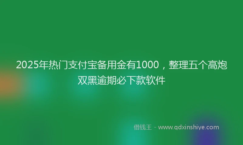 2025年热门支付宝备用金有1000，整理五个高炮双黑逾期必下款软件