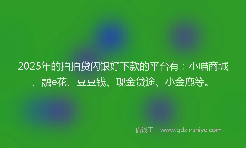 2025年的拍拍贷闪银好下款的平台有：小喵商城、融e花、豆豆钱、现金贷途、小金鹿等。
