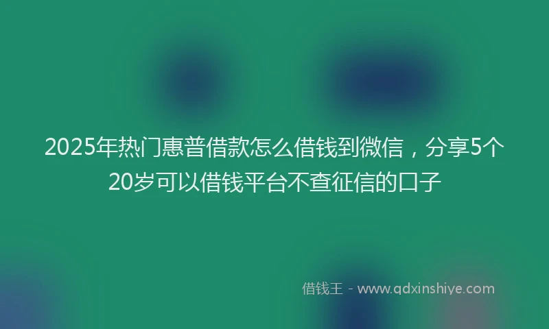 2025年热门惠普借款怎么借钱到微信，分享5个20岁可以借钱平台不查征信的口子