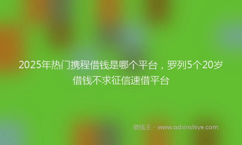 2025年热门携程借钱是哪个平台，罗列5个20岁借钱不求征信速借平台