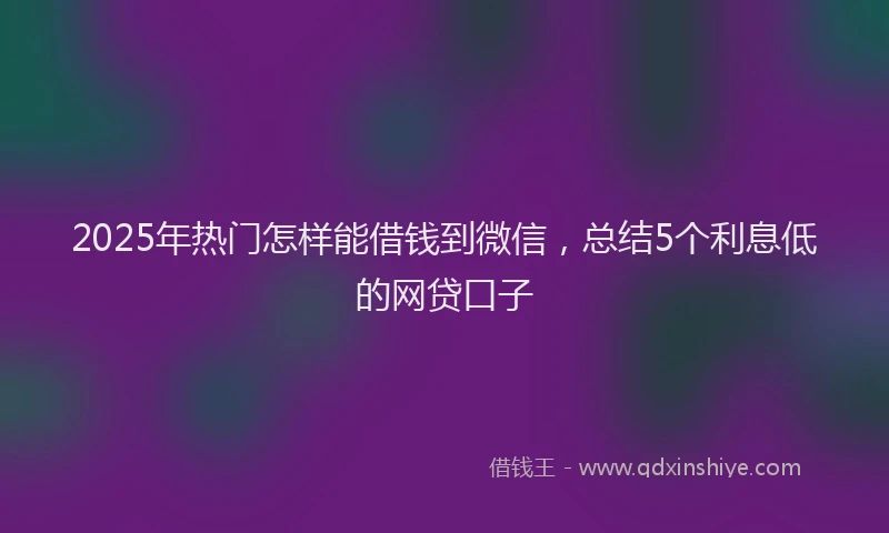 2025年热门怎样能借钱到微信，总结5个利息低的网贷口子