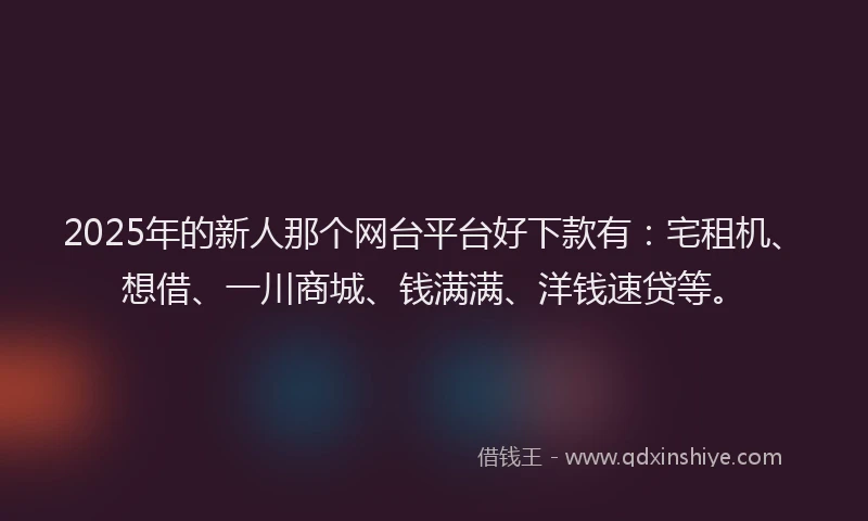2025年的新人那个网台平台好下款有：宅租机、想借、一川商城、钱满满、洋钱速贷等。