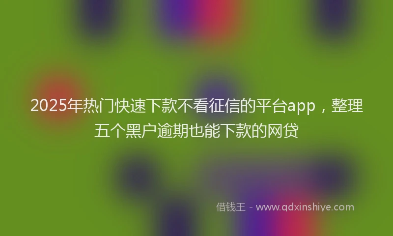 2025年热门快速下款不看征信的平台app，整理五个黑户逾期也能下款的网贷