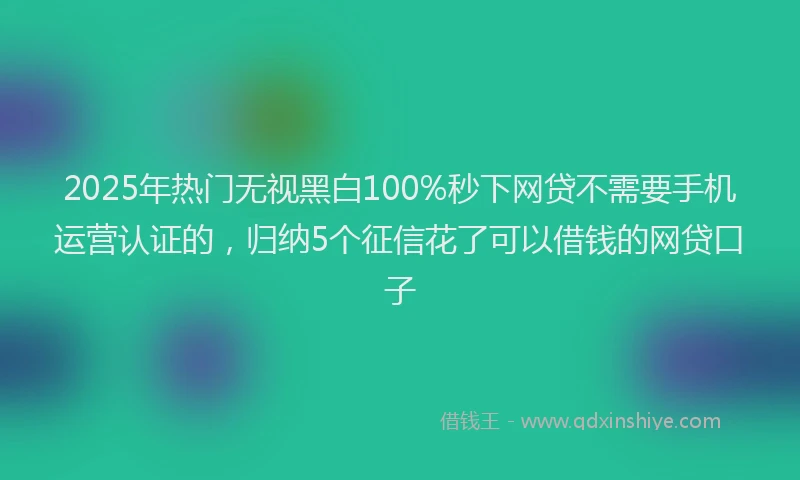 2025年热门无视黑白100%秒下网贷不需要手机运营认证的，归纳5个征信花了可以借钱的网贷口子