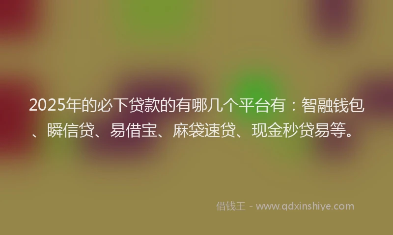 2025年的必下贷款的有哪几个平台有：智融钱包、瞬信贷、易借宝、麻袋速贷、现金秒贷易等。