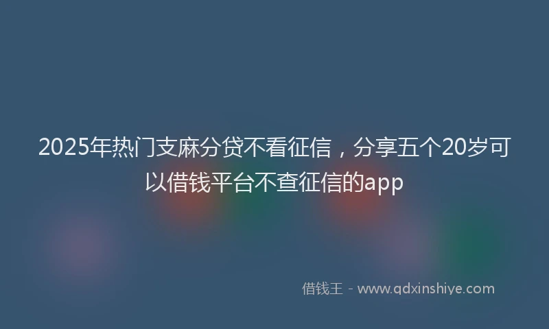 2025年热门支麻分贷不看征信，分享五个20岁可以借钱平台不查征信的app
