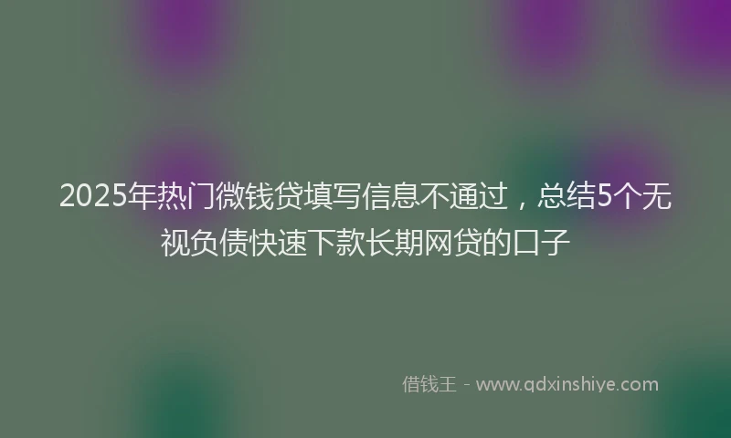 2025年热门微钱贷填写信息不通过，总结5个无视负债快速下款长期网贷的口子