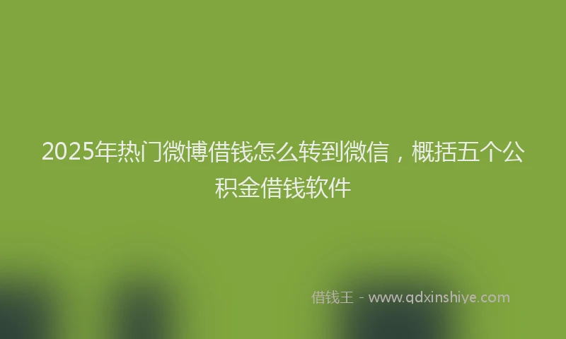 2025年热门微博借钱怎么转到微信，概括五个公积金借钱软件