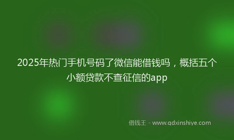 2025年热门手机号码了微信能借钱吗，概括五个小额贷款不查征信的app