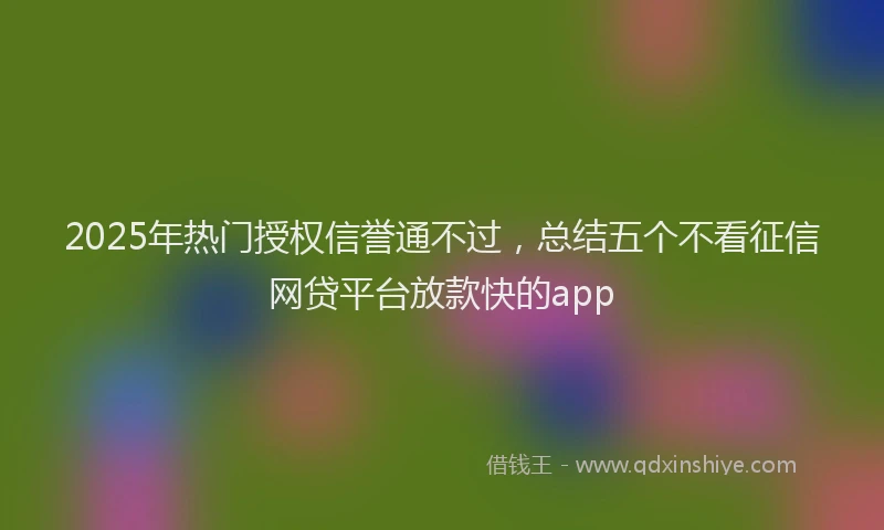 2025年热门授权信誉通不过，总结五个不看征信网贷平台放款快的app