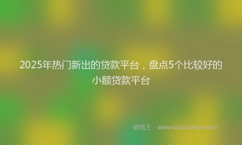 2025年热门新出的贷款平台，盘点5个比较好的小额贷款平台