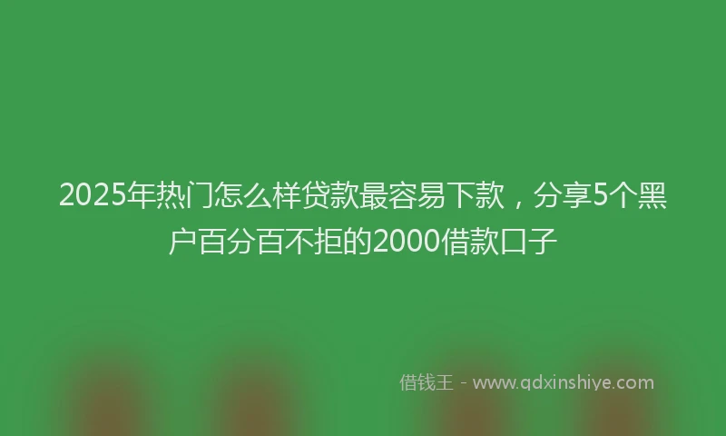 2025年热门怎么样贷款最容易下款，分享5个黑户百分百不拒的2000借款口子