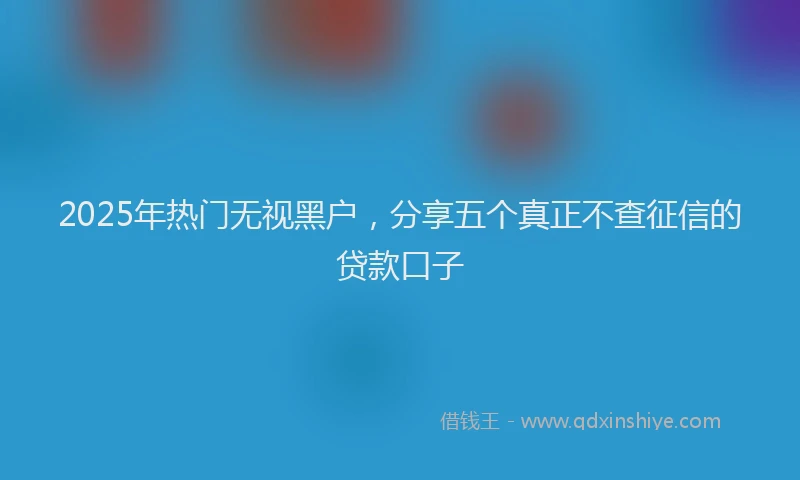 2025年热门无视黑户，分享五个真正不查征信的贷款口子