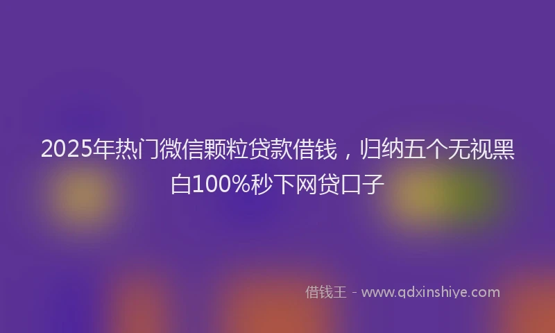 2025年热门微信颗粒贷款借钱，归纳五个无视黑白100%秒下网贷口子