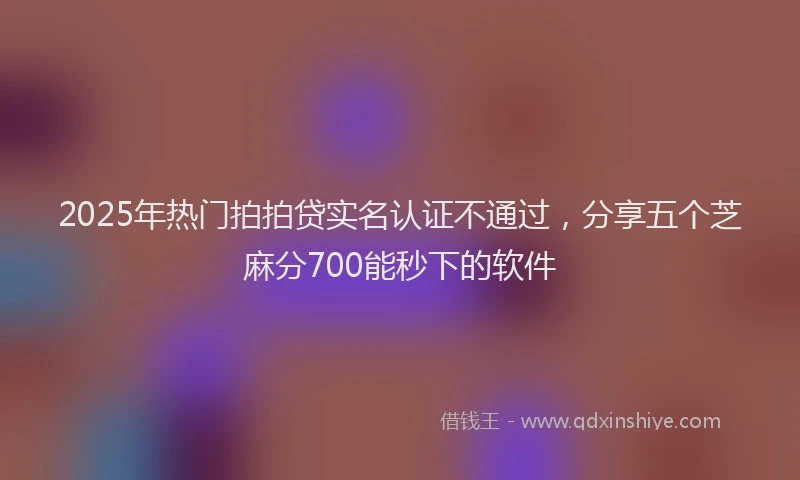 2025年热门拍拍贷实名认证不通过，分享五个芝麻分700能秒下的软件