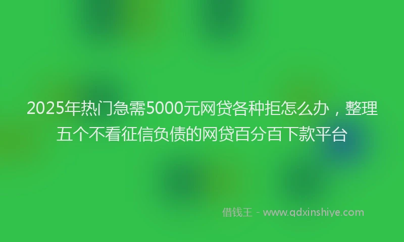 2025年热门急需5000元网贷各种拒怎么办，整理五个不看征信负债的网贷百分百下款平台
