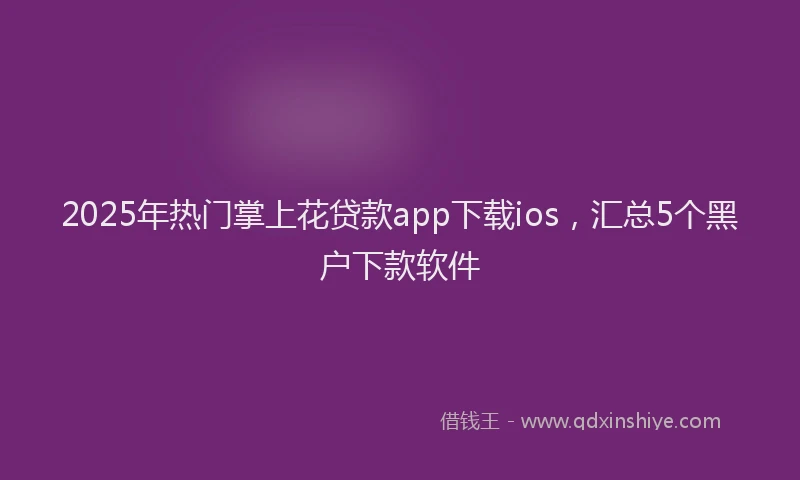 2025年热门掌上花贷款app下载ios，汇总5个黑户下款软件