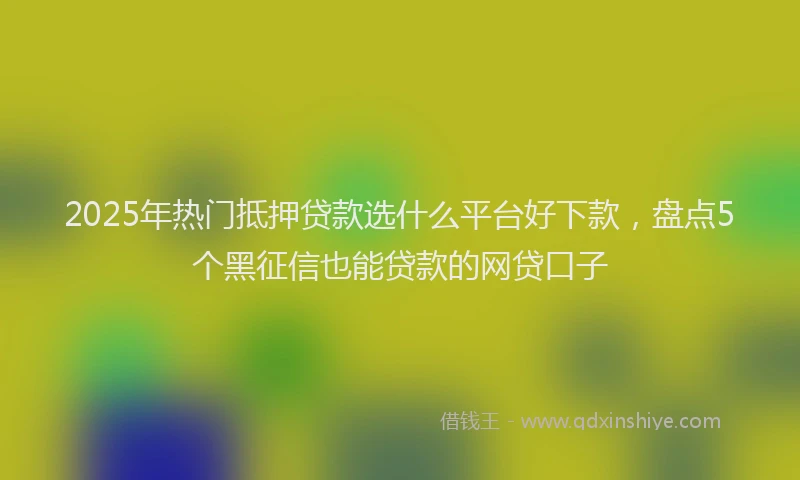 2025年热门抵押贷款选什么平台好下款，盘点5个黑征信也能贷款的网贷口子
