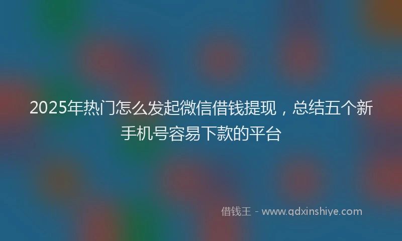 2025年热门怎么发起微信借钱提现，总结五个新手机号容易下款的平台