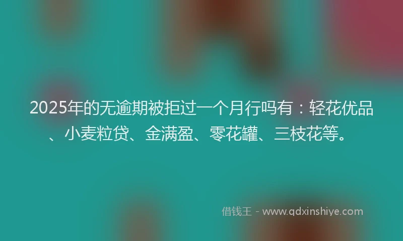2025年的无逾期被拒过一个月行吗有：轻花优品、小麦粒贷、金满盈、零花罐、三枝花等。